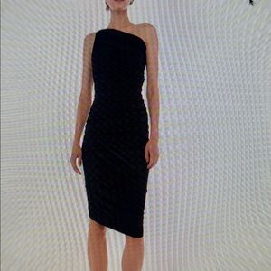 NORMA KAMALI DIANA DRESS TO KNEE BUILT IN BODYSUIT BLACK SMALL NEW